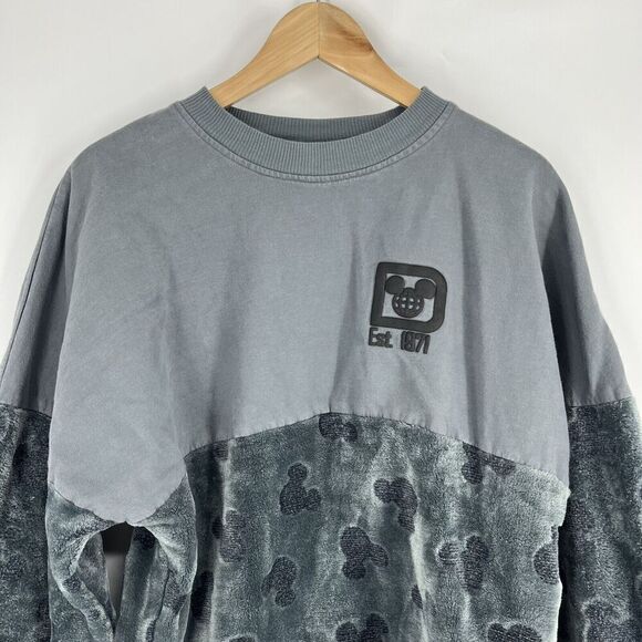 Spirit Jersey Walt Disney World T Shirt Size Small Gray Velour Mickey Mouse Icon - Picture 2 of 8